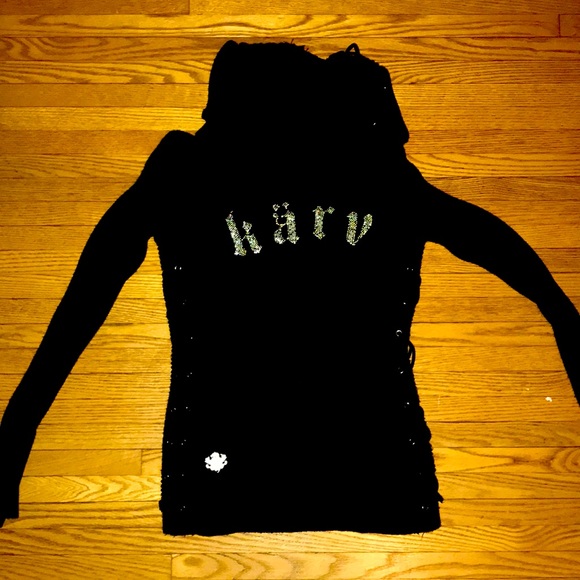 Black knit sweater. Brand is Karv, worn gently, priced at 110$. - Picture 1 of 5